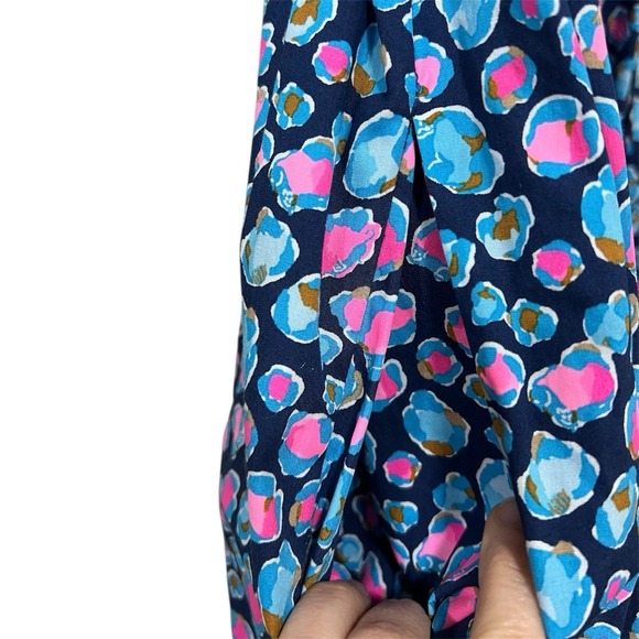 Lilly Pulitzer Small Beyonca Babydoll Mini Dress Smocked Blue Pink Casual Resort - Picture 5 of 10